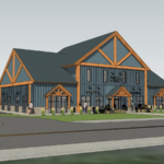 Thumbnail of http://Rendering%20of%20a%20commercial%20building%20with%20dark%20grey%20siding%20and%20wood%20accents.